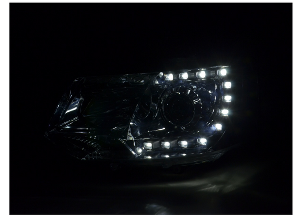 FK Pair LED DRL Projector headlights VW Van Camper Transporter T5 09+ Chrome - LJ Automotive