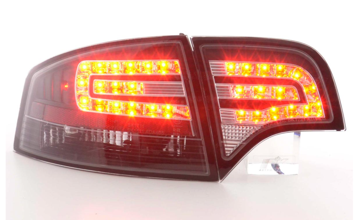 FK Pair Set Rear LED lights Audi A4 B7 8E Saloon 04-07 Red Black Smoke S4 LHD - LJ Automotive