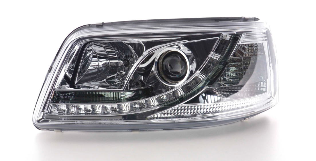 FK Pair LED DRL Projector headlights VW Van Camper Transporter T5 03-09 chrome - LJ Automotive