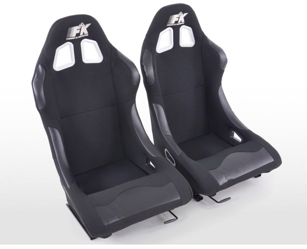FK Bucket Sports Seat Pair Black Kit Car 4x4 Camper Van Transporter Track Custom - LJ Automotive