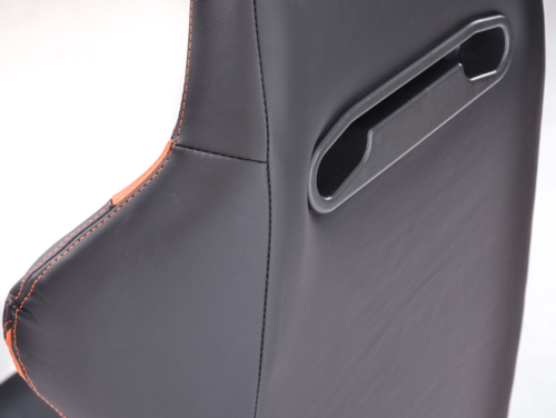 FK Bucket Sports Seat Pair Black & Orange Stitch Car 4x4 Camper T4 T5 Defender - LJ Automotive